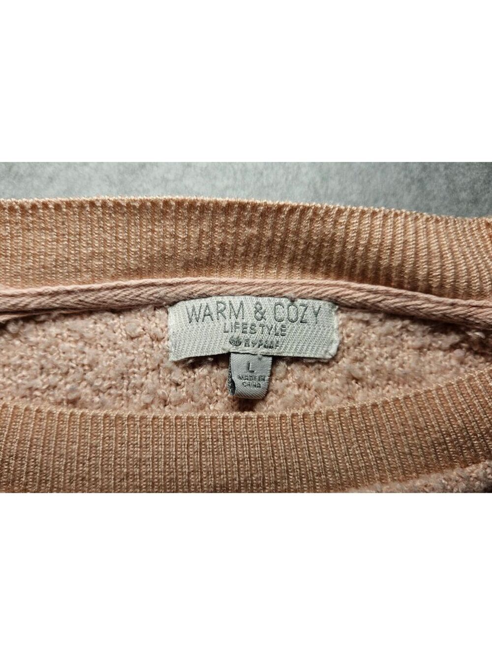 Warm & Cozy Lifestyle Pink Boucle Sweater Large Cotton - Picture 3 of 7